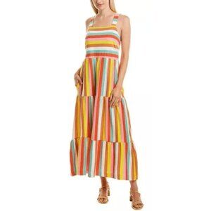 J.Crew Multicolor Striped Tiered Maxi Dress XL Summer Sundress